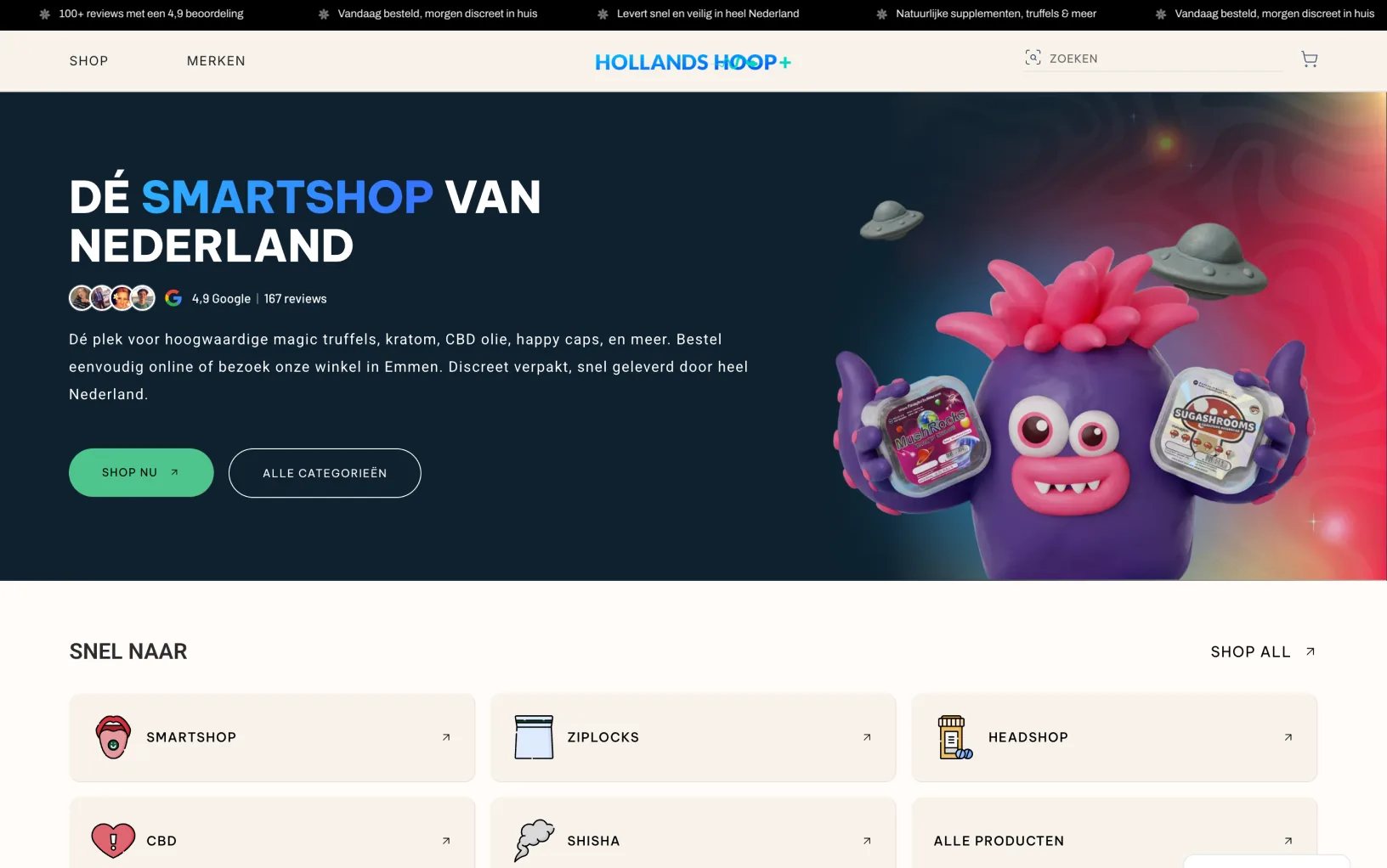 Webshop van Hollands Hoop, gebouwd door Warmweb