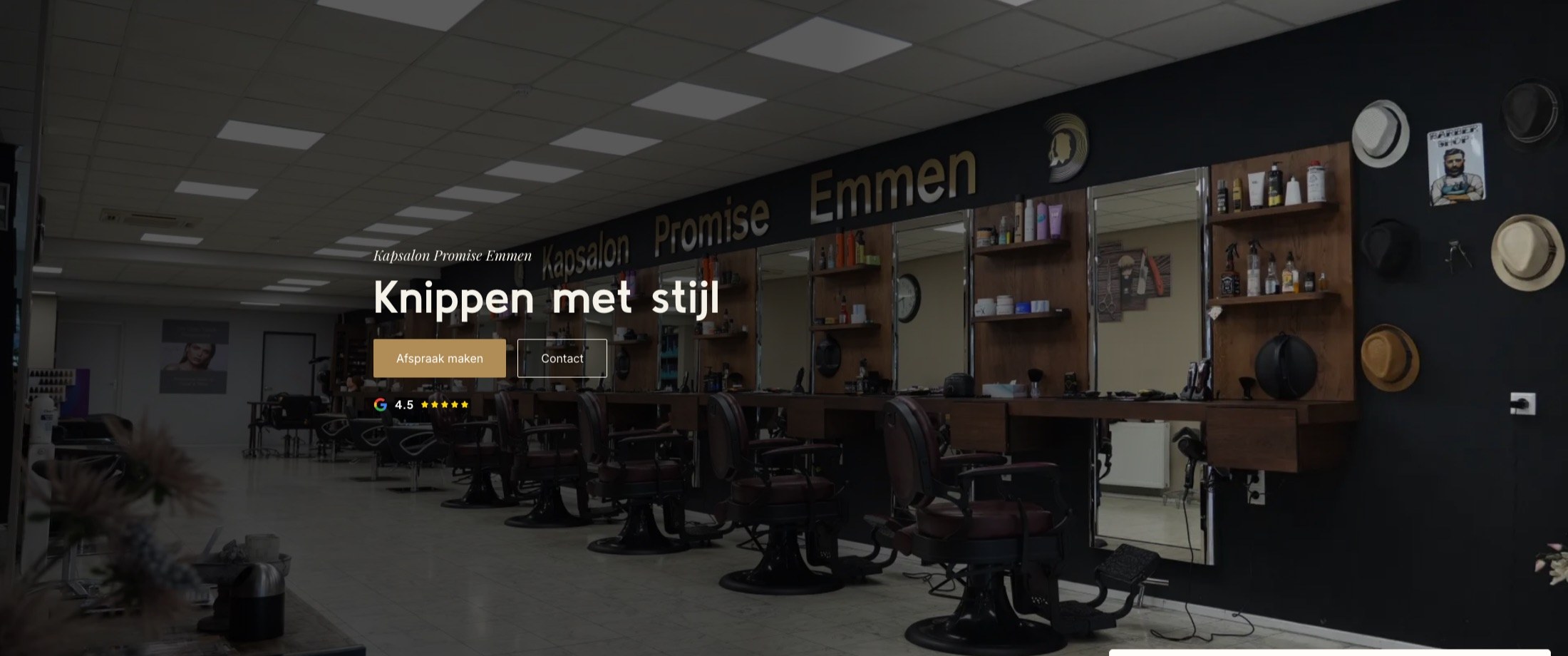 Website van Kapsalon Promise, gebouwd door Warmweb