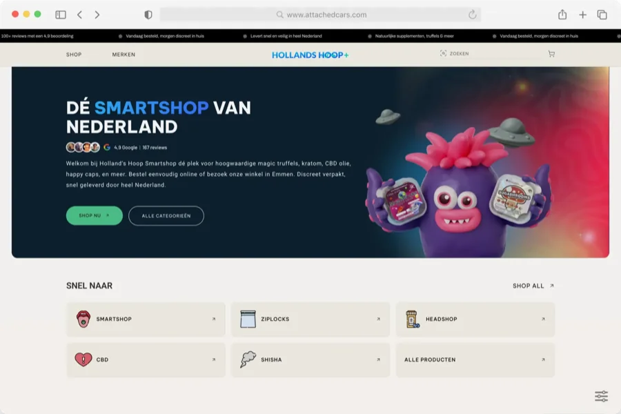 Webshop van Hollands Hoop, gebouwd door Warmweb